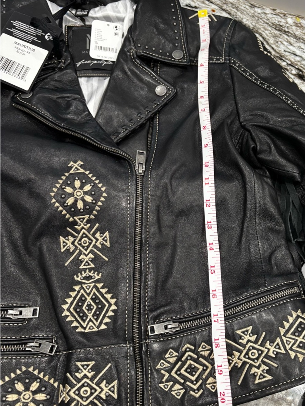 Free People Mauritius Francy Fringe Leather Jacket  NWT Size 9/10 Sold Out - Picture 15 of 16